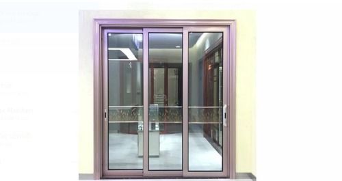 Brown 100 Percent Aluminum 3 Track Aluminum Sliding Door Exterior Strong And Durable