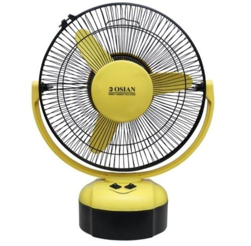 Yellow Electric Portable Table Fan With 3 Blade Used In Home, Shop