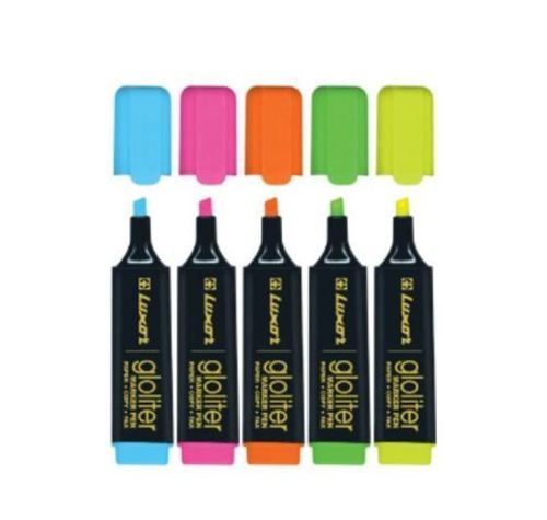 Plastic Body Luxor Light Weight Colorful Highlighter Marker Pens Pack Of 5 Used In Schools