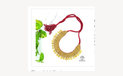 Dhokra Fancy Necklace - Handmade Brass, 100 Grams | Elegant Design with Black Pendant and Golden Beads for Women