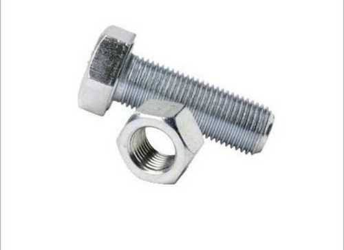 Threaded 1-2 Inch Mild Steel Nut Bolt, Hex Shape And Silver Color Application: Industrial