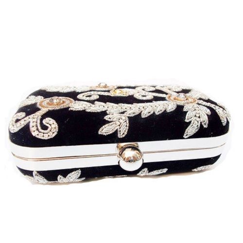 Black Women Beautiful Embroidery And Designer Clutch Bag For Casual Wedding Party