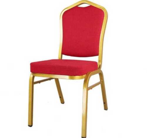 Fine Aluminium Red Banquet Chair, Red Golden Color And Velvet Seat Material