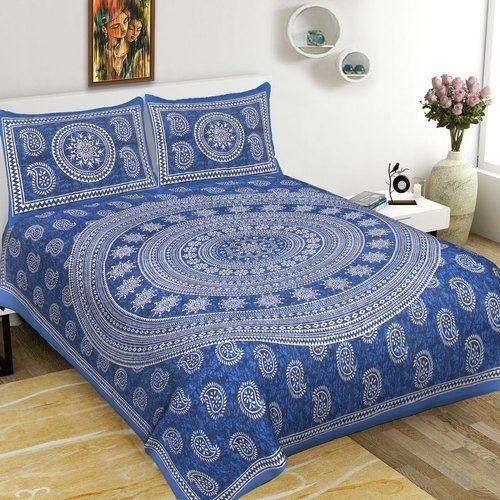 Cotton Material Printed King Size Double Bed Sheet For Bed Room, Hotel 