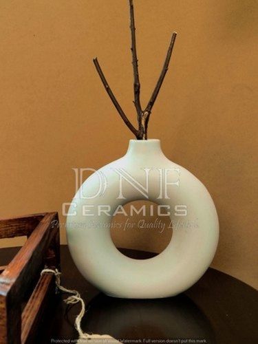 Decorative Indoor Ceramic Pottery Donut Flower Vase for Home
