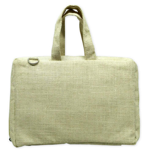 Green Eco-Friendly And Reusable Highly Durable Laptop Plain Jute Bag With Tough Handles