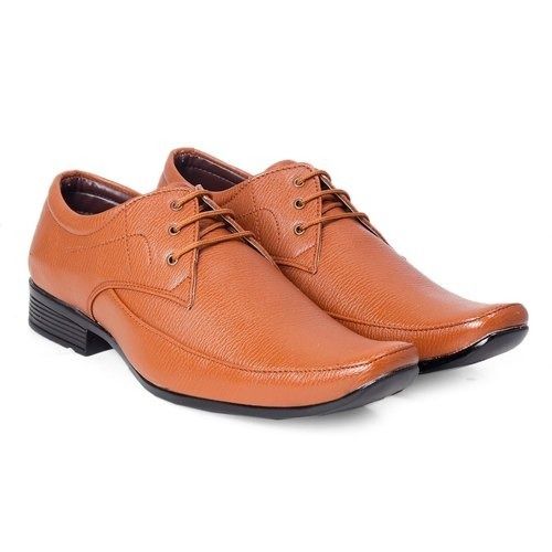 Long Life Comfortable Tan Brown Color Leather Formal Wear Shoes For Mens Insole Material: Canvas