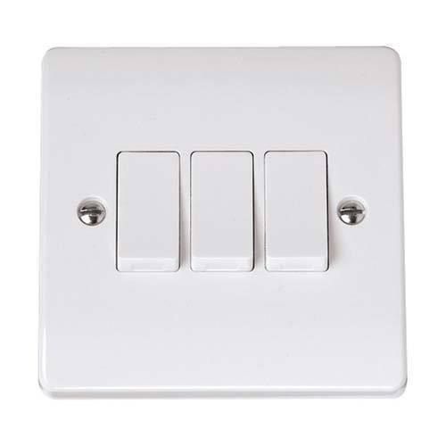 White Low Power Consumption And Heavy-Duty Construction Electrical Switches 3 Module