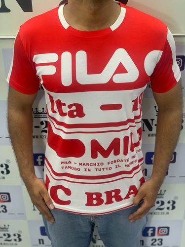 Pure Cotton Half Sleeve White And Red Brand Logo Printed For T-Shirt Gender: Male