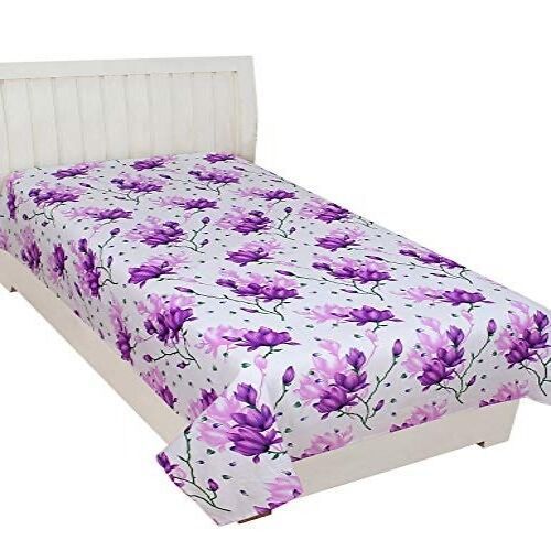 Summer Vintage Floral Printed Cotton Double Bedsheet For Home, Hotel