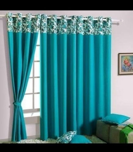 Washable Premium Lining Plain Light Blue Arched Window Curtain For Home