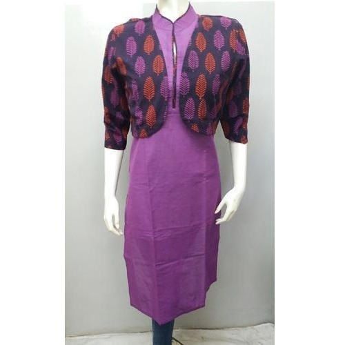 Women's Comfortable And Breathable Cotton Printed Stylish Purple Kurti