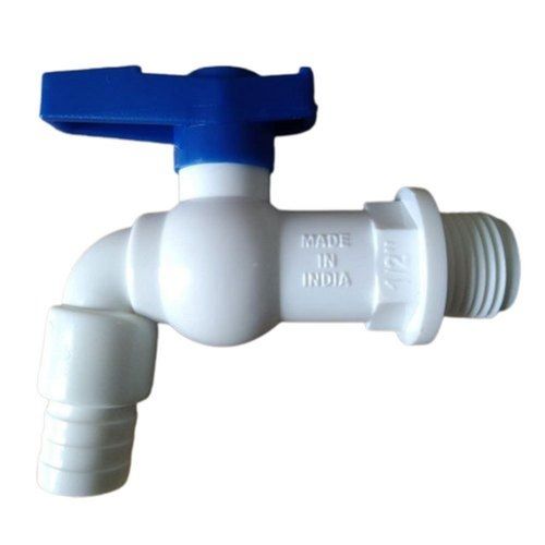 Round 15 Mm Size White Pvc Nozzle Bib Cock With Threaded End Male Connection