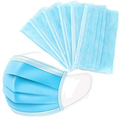 3 Ply Soft Comfortable Face Mask With Earloop, Blue Color And Cotton Fabrics