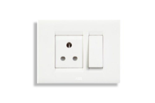 6A ABB Snieo Modular Switches 1M With 1 Way And 15 Amps Maximum Current - Plastic, 6A/16A, White Color | High Performance, Long Lifespan, Ideal for Automation