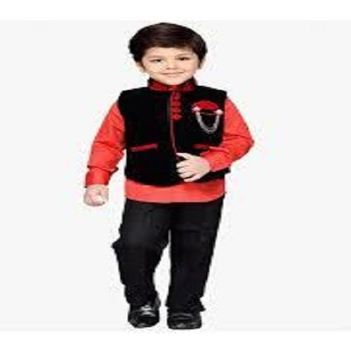 Collar Neck And Beautifully Designed Party Wear Black And Red Kids Suits Bust Size: 11 Inch (In)