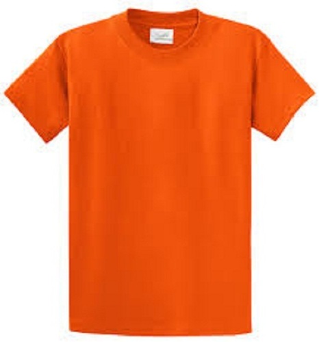 Comfortable And Light Weight Round Neck Plain Orange Color Mens T-Shirts - Cotton Blend, Customized Size, Orange Color, Short Sleeves | Ribbed Neck Design, Breathable for Summer