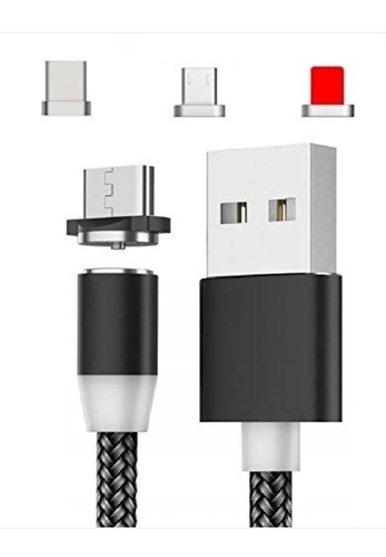 Long Life Electric Black 3 In 1 Magnetic Charging Cable For Mobile Phone - TPE Material, Flexible Design , Magnetic Connector for Easy Plugging & Fast Charging