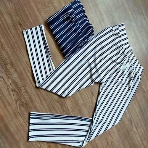 Buy Stripe Women Straight Trouser Sky Blue Navy Blue Cotton for Best Price,  Reviews, Free Shipping