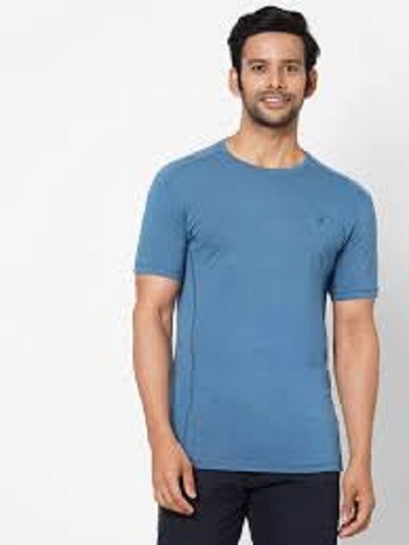 Sky Blue Round Neck T-Shirt - 100% Cotton, Customized Size , Short Sleeves and Superior Comfort for Summer