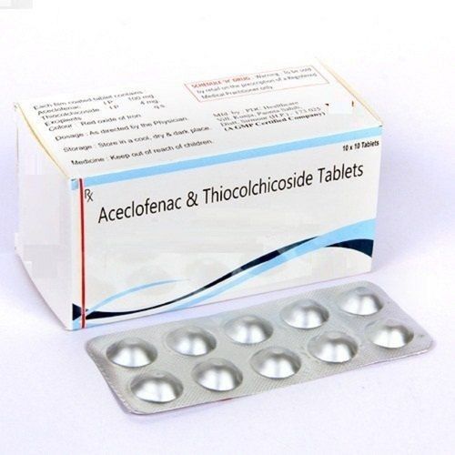 Aceclofenac And Thiocolchicoside Painkiller Tablets, 10x10 Blister Pack