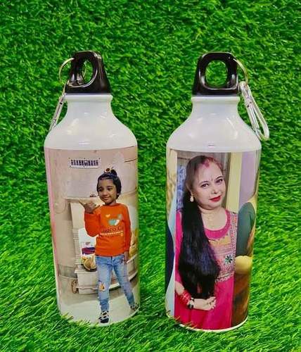 White Personalized Photo Printed Sipper Water Bottle For Kids With Anti Leak Properties