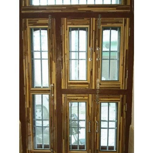 Termite Proof Brown Rectangle Wooden Window With 5 Feet Height & 4 Feet Width