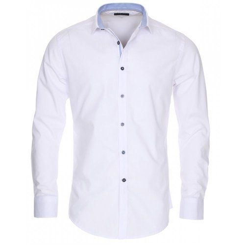 White Plain And Full Hand Cotton Men'S Shirt Comfortable All Day Long  Collar Style: Classic