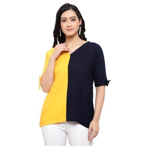 Striped White Casual Wear Cotton Tops For Ladies at Best Price in