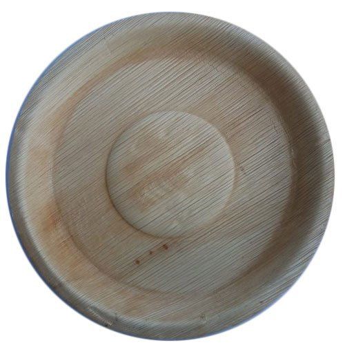 12 Inch Brown Color Areca Leaf Plates With Round Shape And Eco Frienly
