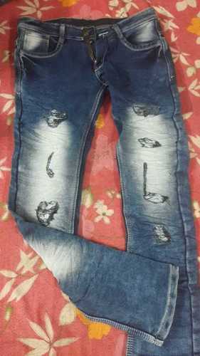 Damage Design Casual Wear Blue Denim Jeans for Men, All Sizes Available