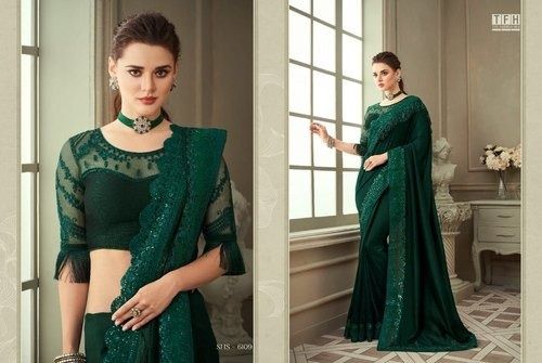 Woven Ladies Green Colour Designer Fancy Saree For Weddings And Parties