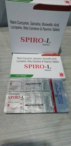 Nano Curcumin, Spirulina, Boswellic Acid, Lycopene, Beta Carotene And Piperine Tablets