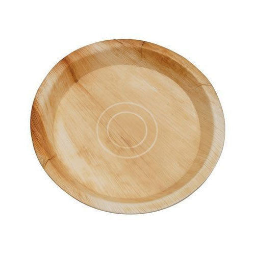 Plain Disposable Areca Leaf Plate With Round Shape And 100% Eco Friendly