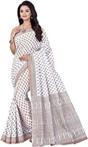 White Pure Cotton Saree