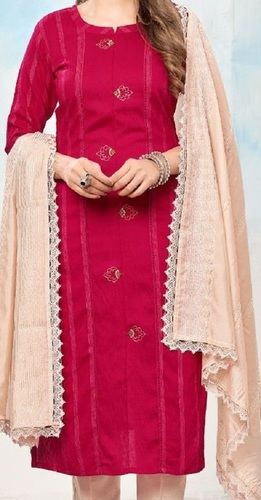 Women's 3/4 Sleeves Round Neck Comfortable Designer Suit With Dupatta