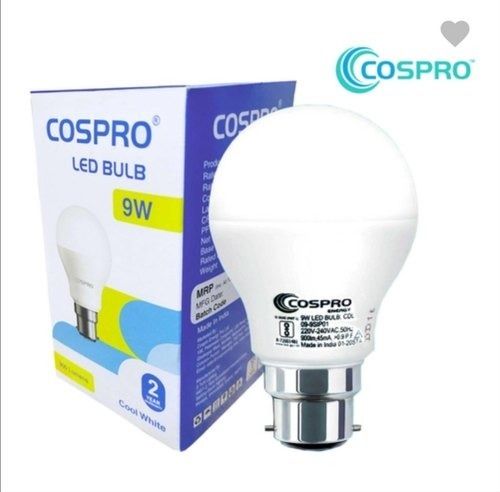 9 Watt Cospro White Led Bulb With Ceramic Body, 220V Related Voltage Design: Round