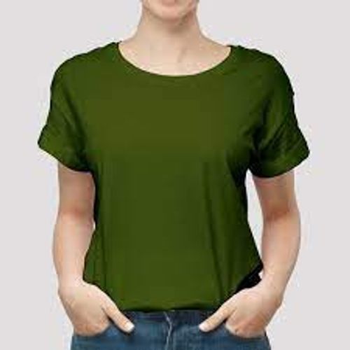  Fashionable And Comfortable Green T Shirt For Ladies  Bust Size: 34  Centimeter (Cm)