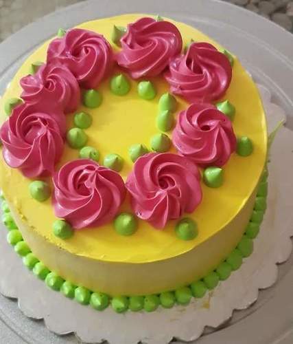 Hygienically Prepared Mouthwatering Delicious And Taste Pineapple Cake Pink Flower Topping