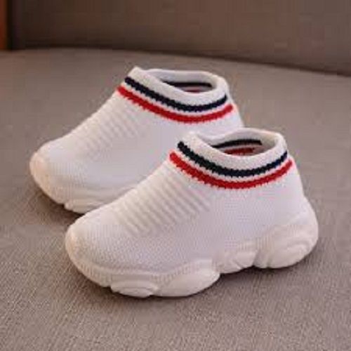 Lightweight Comfortable Stylish Durable Breathable Soft White Baby Sports Shoes Insole Material: Rubber