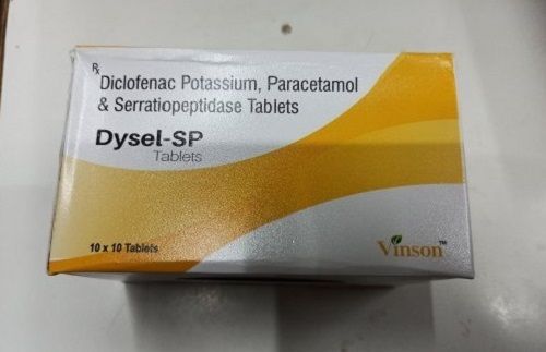Pack Of 10 X 10 Dysel Sp Diclofenac Potassium, Paracetamol And Serratiopeptidase Tablet