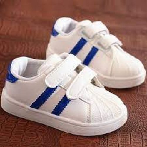 Stylish Light Weight Comfortable Durable Breathable White And Blue Baby Sports Shoes Insole Material: Pvc