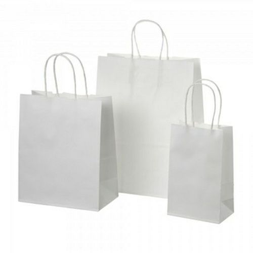  रोप हैंडल के साथ डिस्पोजेबल इको-फ्रेंडली व्हाइट ब्लीच्ड क्राफ्ट पेपर शॉपिंग बैग 