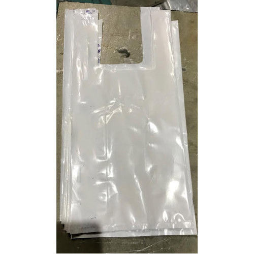 U Cut Isolated Over Milky White Transparent Plastic Carry Bags With Handle Use: Shopping