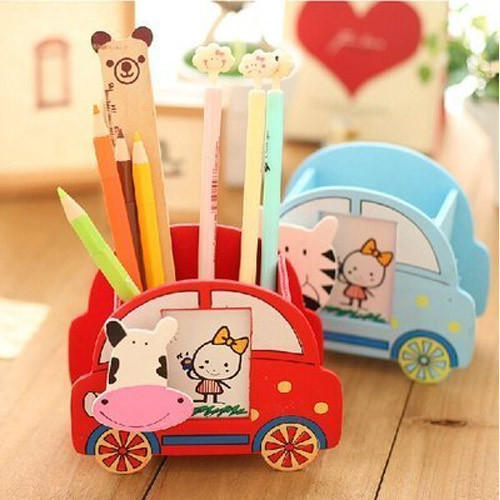 Multicolor Wooden Pen Pencil Holder, Pen Stands Kits For Home And Office Hard Bound