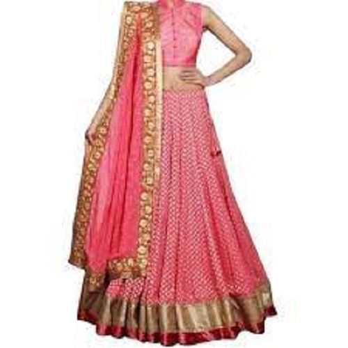 Indian Stylish Trendy Beautiful Sleeveless Pink Embroidered Designer Fancy Lehenga For Party Wear