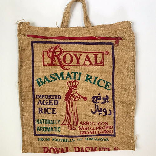 Brown Rectangular Printed Jute Tote Bag For Grocery Uses With Loop Handle 