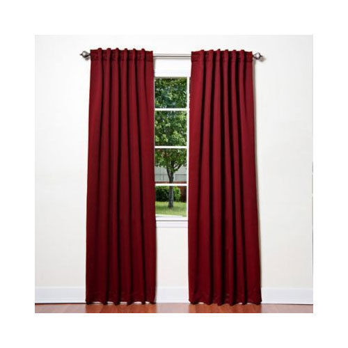 Red Lightweight Trendy Stylish Beautifully Plain Maroon Silky Look Door Curtain, 2-6 Feet