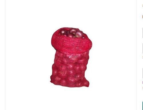 Long Life And Light Weight Maroon Color Plastic Leno Bags Packaging For Vegetable