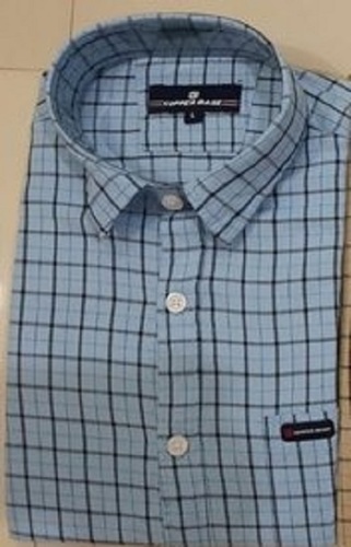 पुरुषों का कॉलर नेक फुल स्लीव प्योर कॉटन खूबसूरती से डिज़ाइन किया गया और प्रिंट किया हुआ नीला शर्ट आयु समूह: सभी आयु